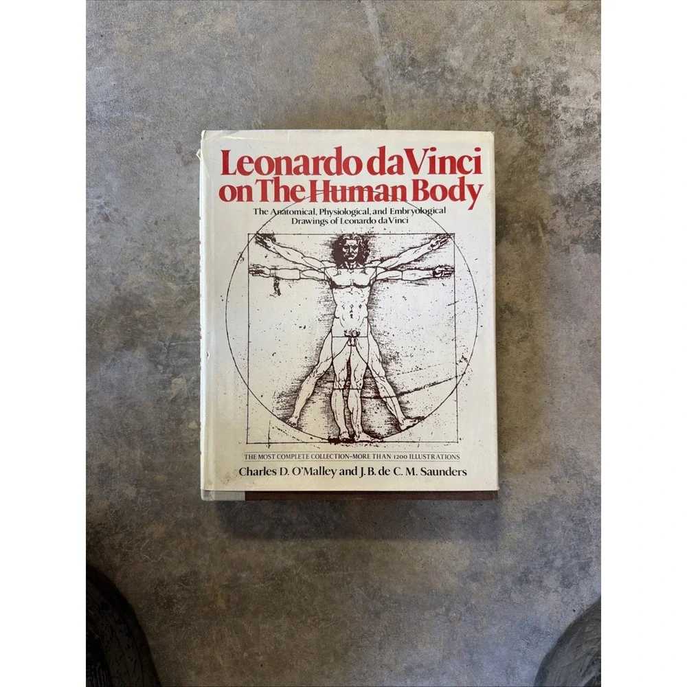 Leonardo Da Vinci Human Body Book Charles D. OMalley HCDJ 1982 Vintage Gothic